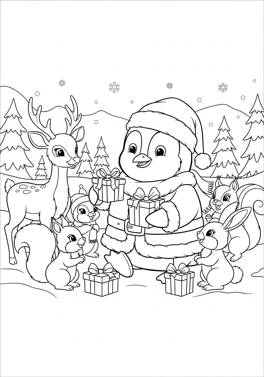 Christmas Penguin Coloring Pages 21 free printable Christmas Penguin coloring pages for adults