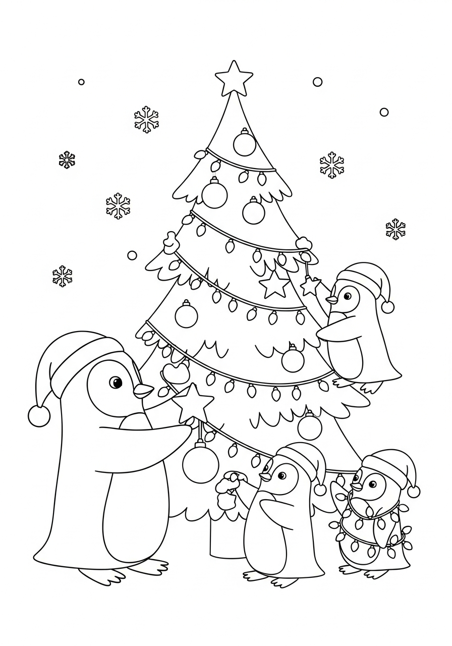 Christmas Penguin Coloring Pages 4 free Christmas Penguin coloring pages