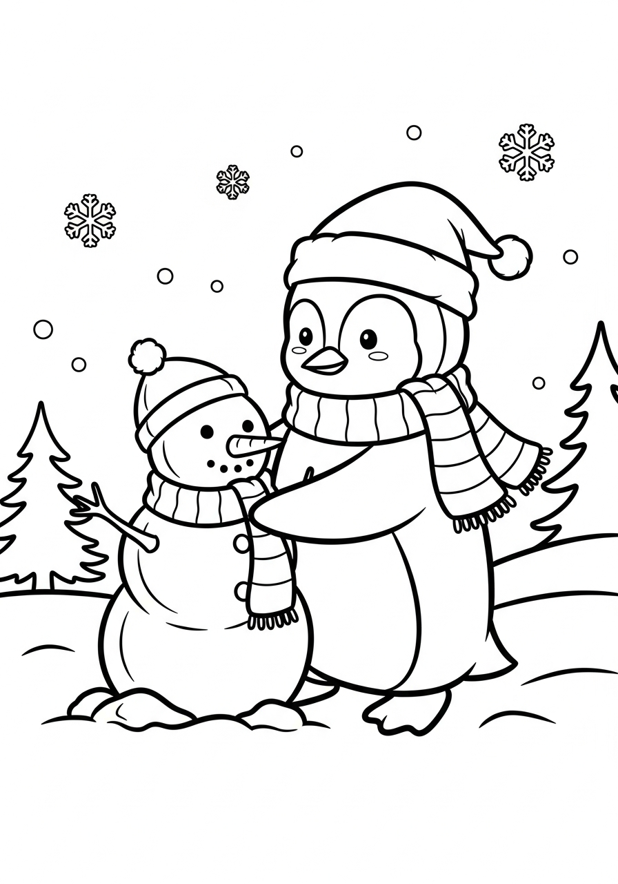 Christmas Penguin Coloring Pages 7 fun Christmas Penguin coloring pages