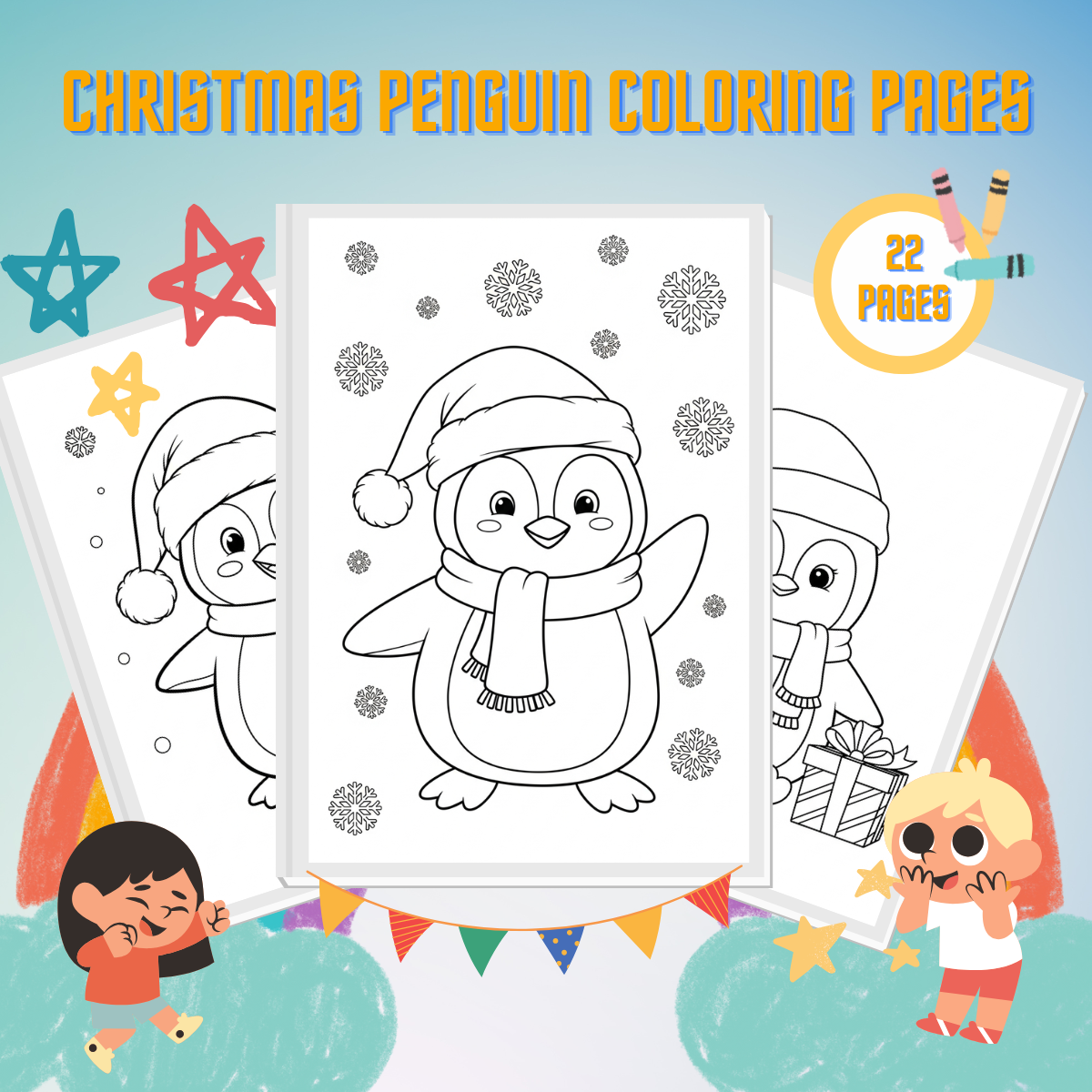 Christmas Penguin Coloring Pages thumbnail