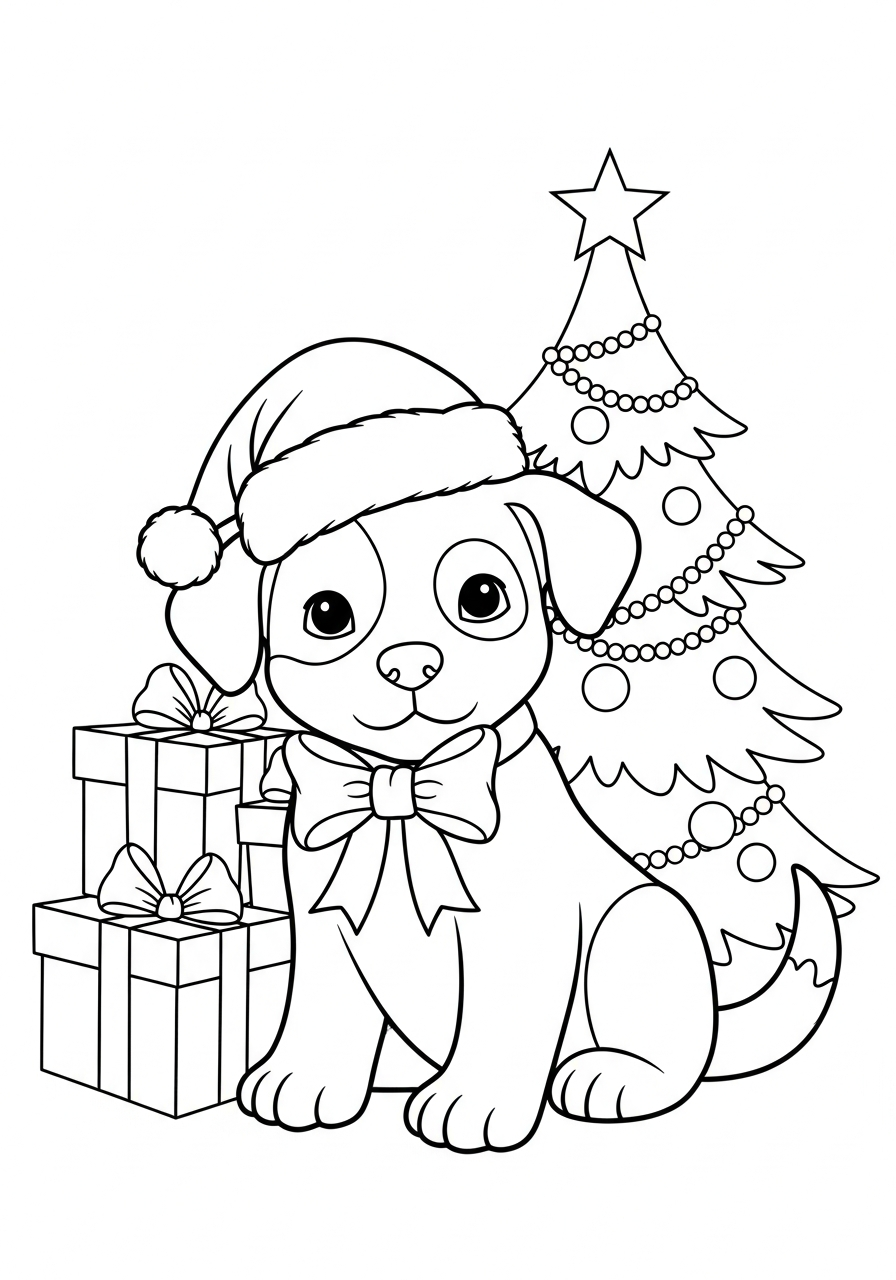 Christmas Puppy coloring pages printable