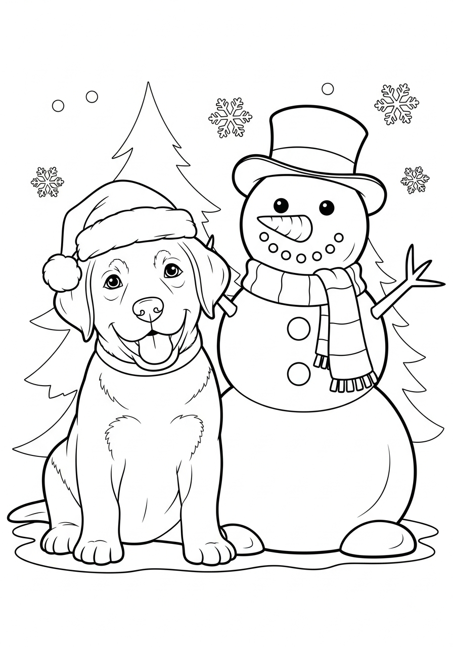 free Christmas Puppy coloring pages for kids