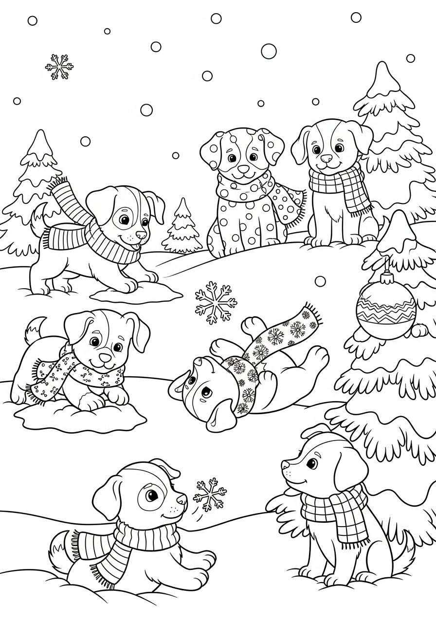 Christmas Puppy coloring pages free