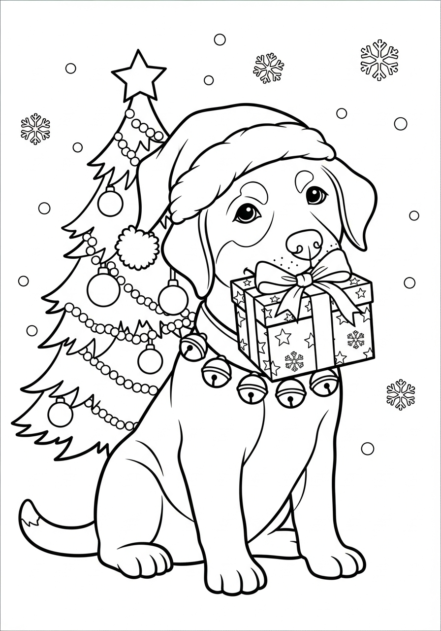 free coloring pages Christmas Puppy