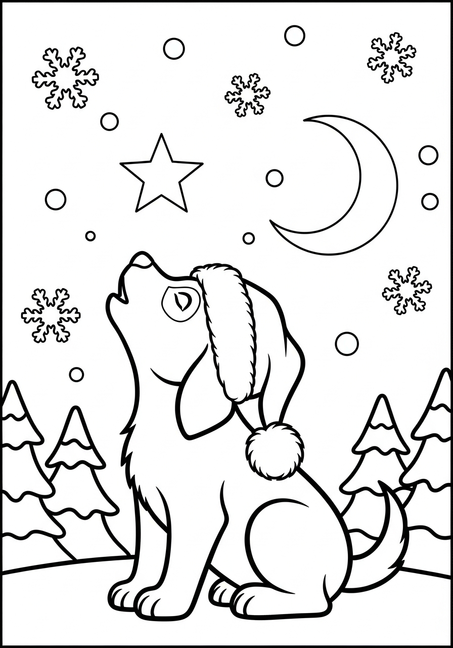 Christmas Puppy free coloring pages