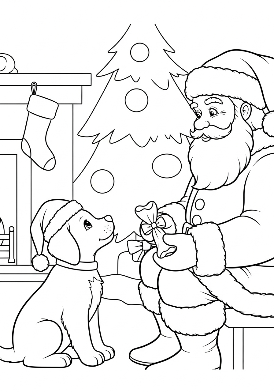Christmas Puppy coloring pages pdf 1