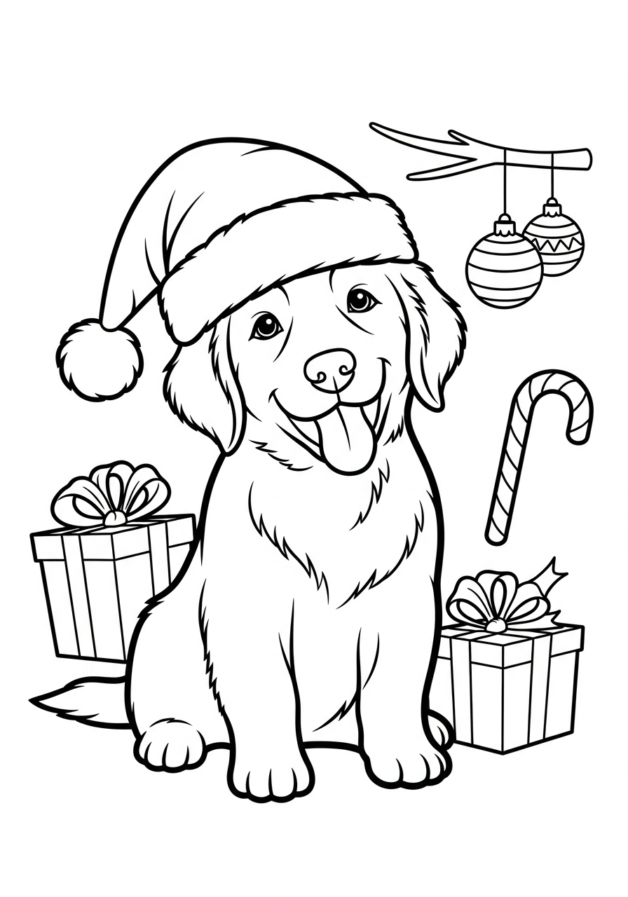 Christmas Puppy cards coloring pages