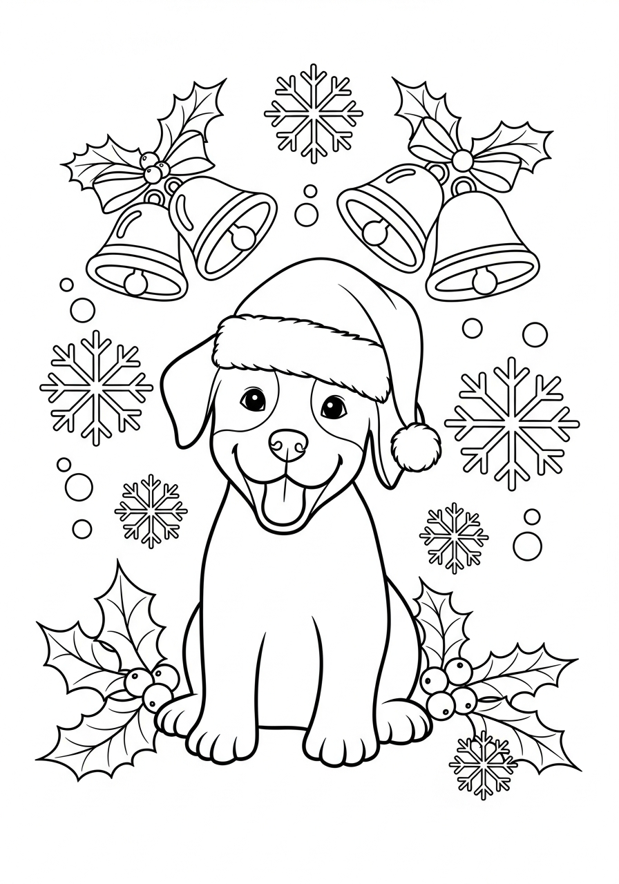 free adult Christmas Puppy coloring pages