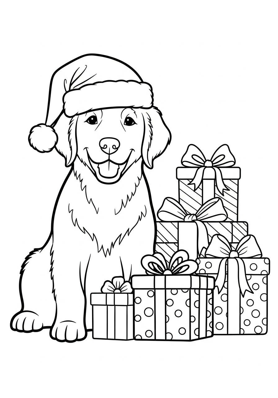 free Christmas Puppy coloring pages pdf