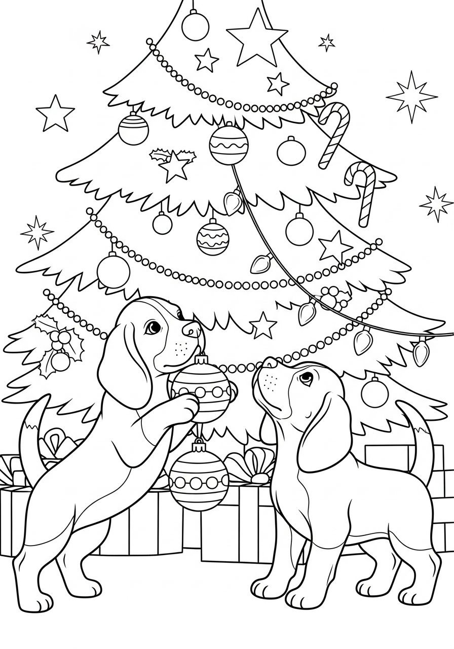 Christmas Puppy coloring pages pdf