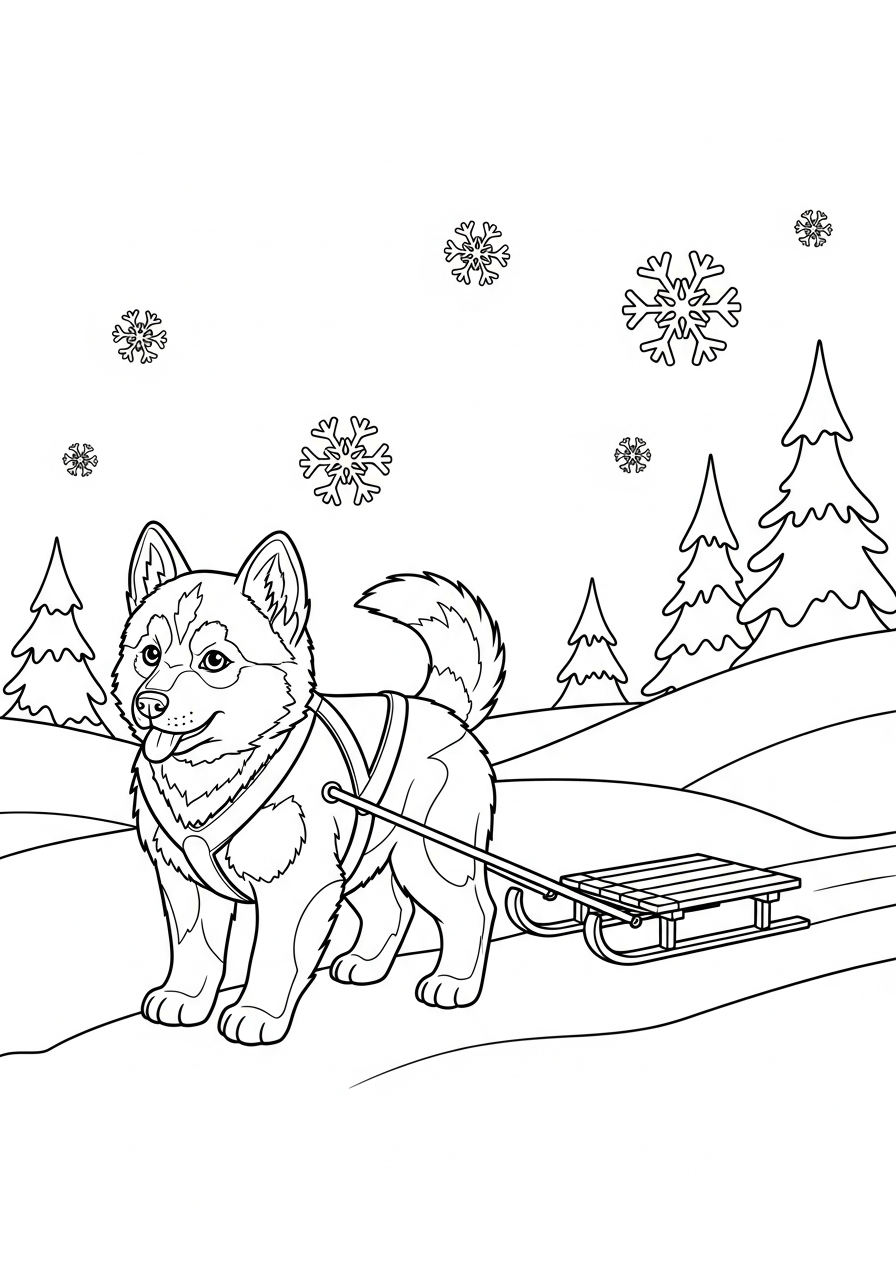 merry Christmas Puppy coloring pages