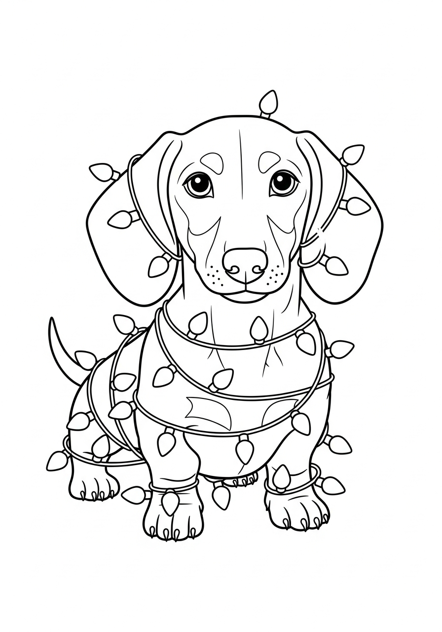 vintage Christmas Puppy coloring pages