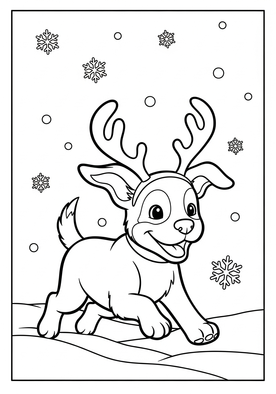 Christmas Puppy coloring pages for kids