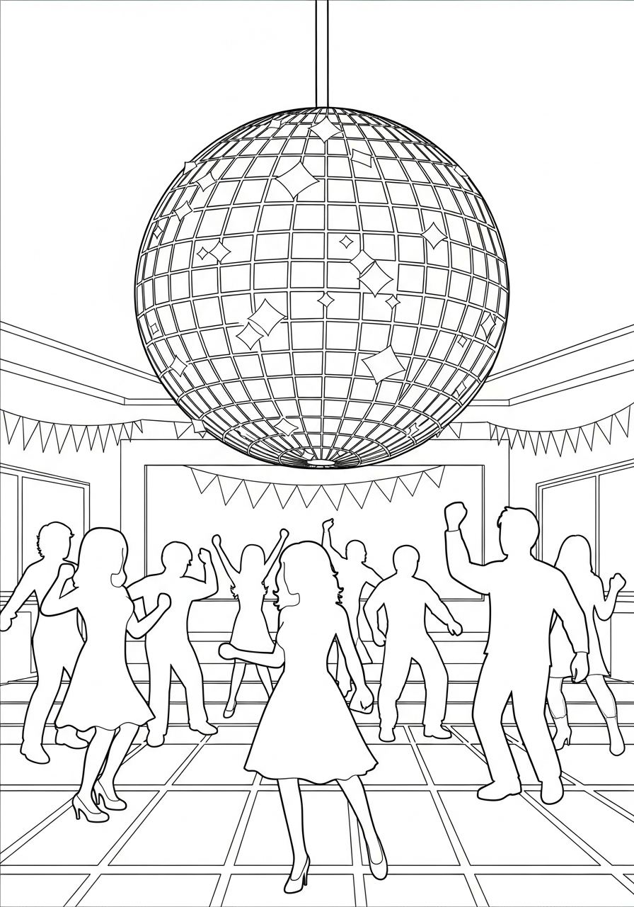 free printable Disco Ball coloring pages