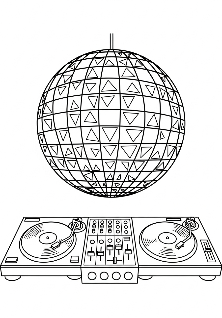 Disco Ball coloring pages to print 1