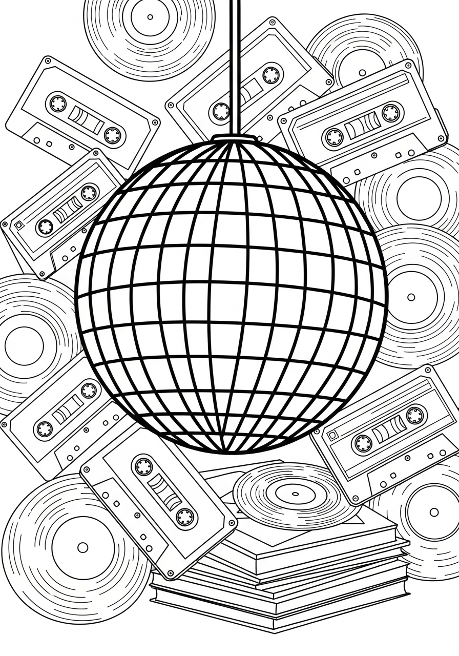 free coloring Disco Ball pages 1