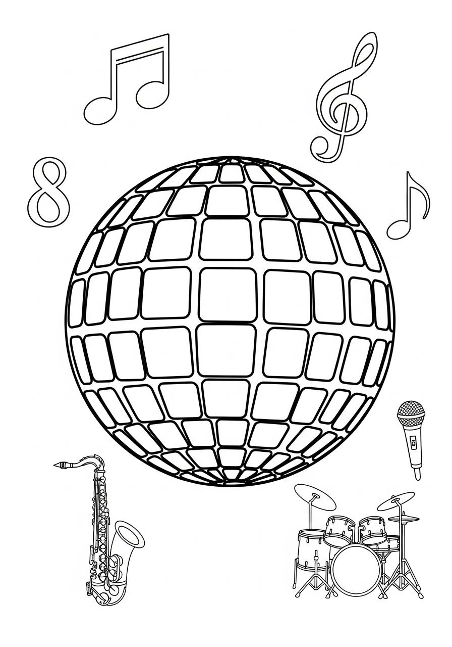 coloring pages for kids Disco Ball