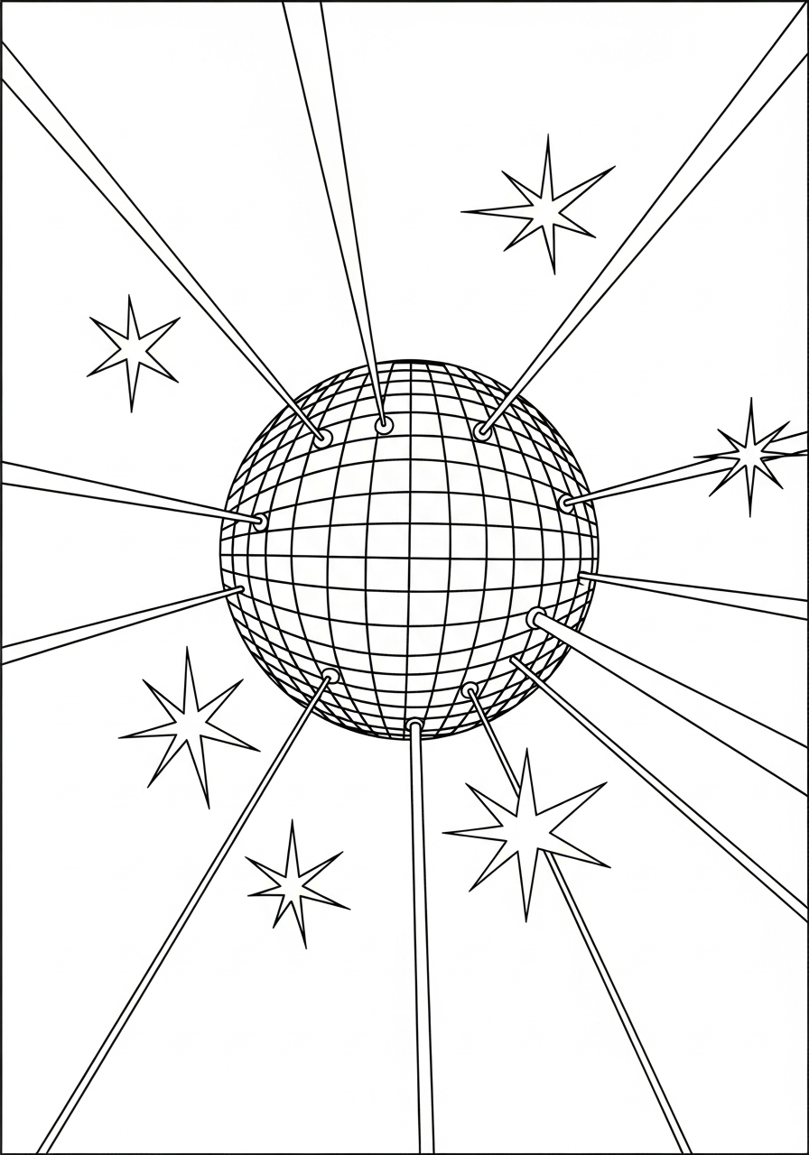 free Disco Ball coloring pages pdf