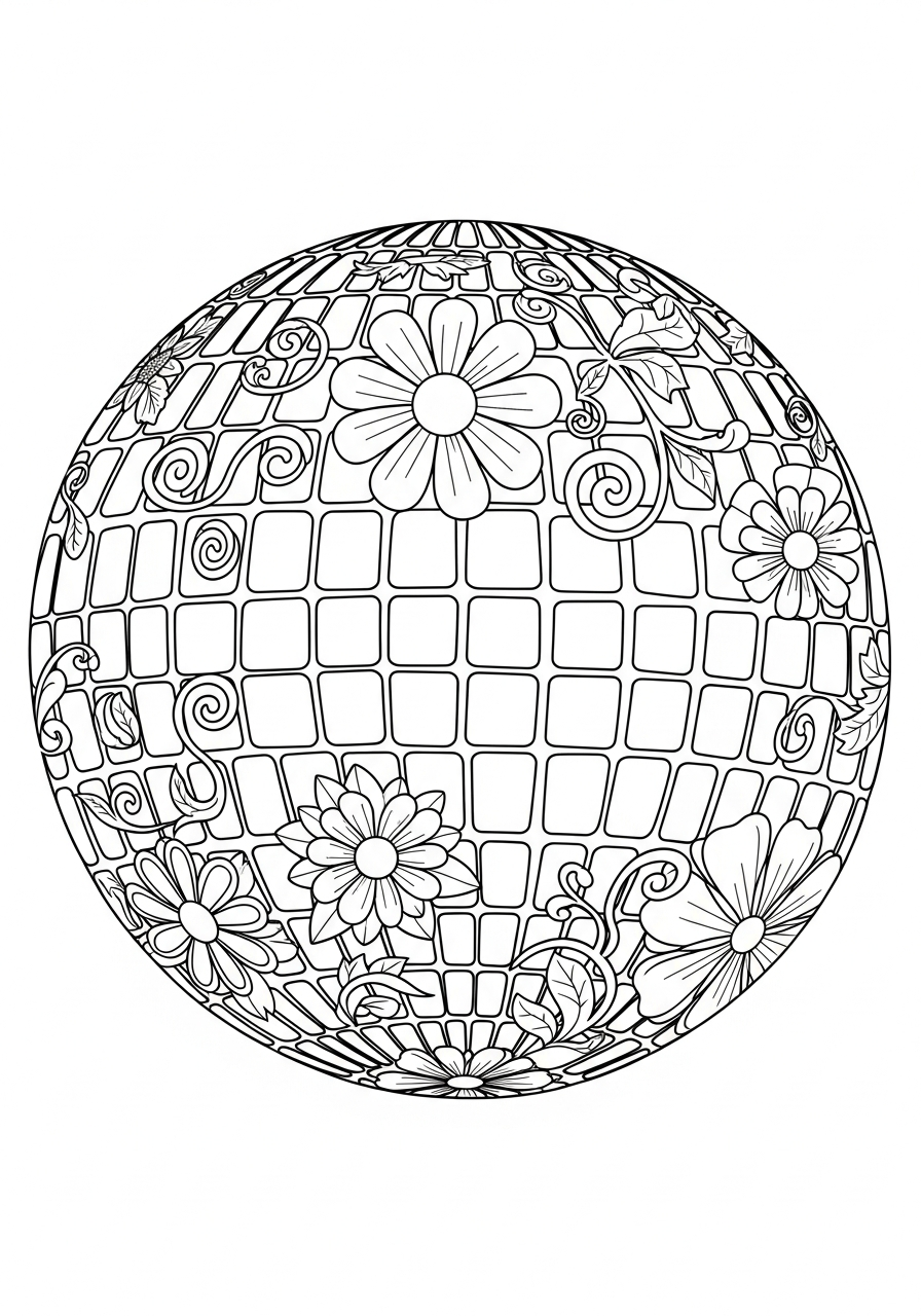 free printable Disco Ball coloring pages 1