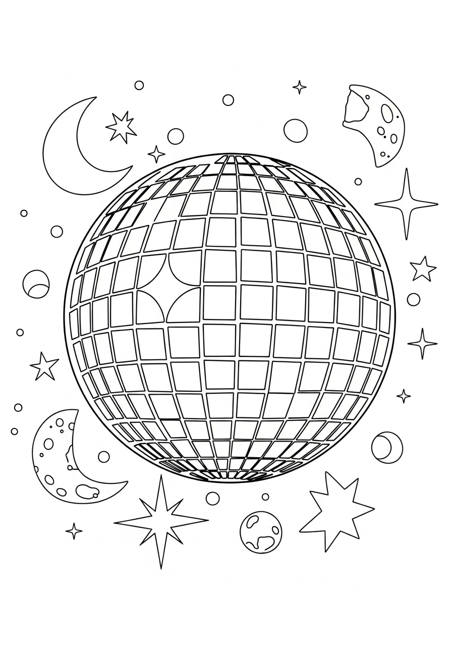 Disco Ball adult coloring pages
