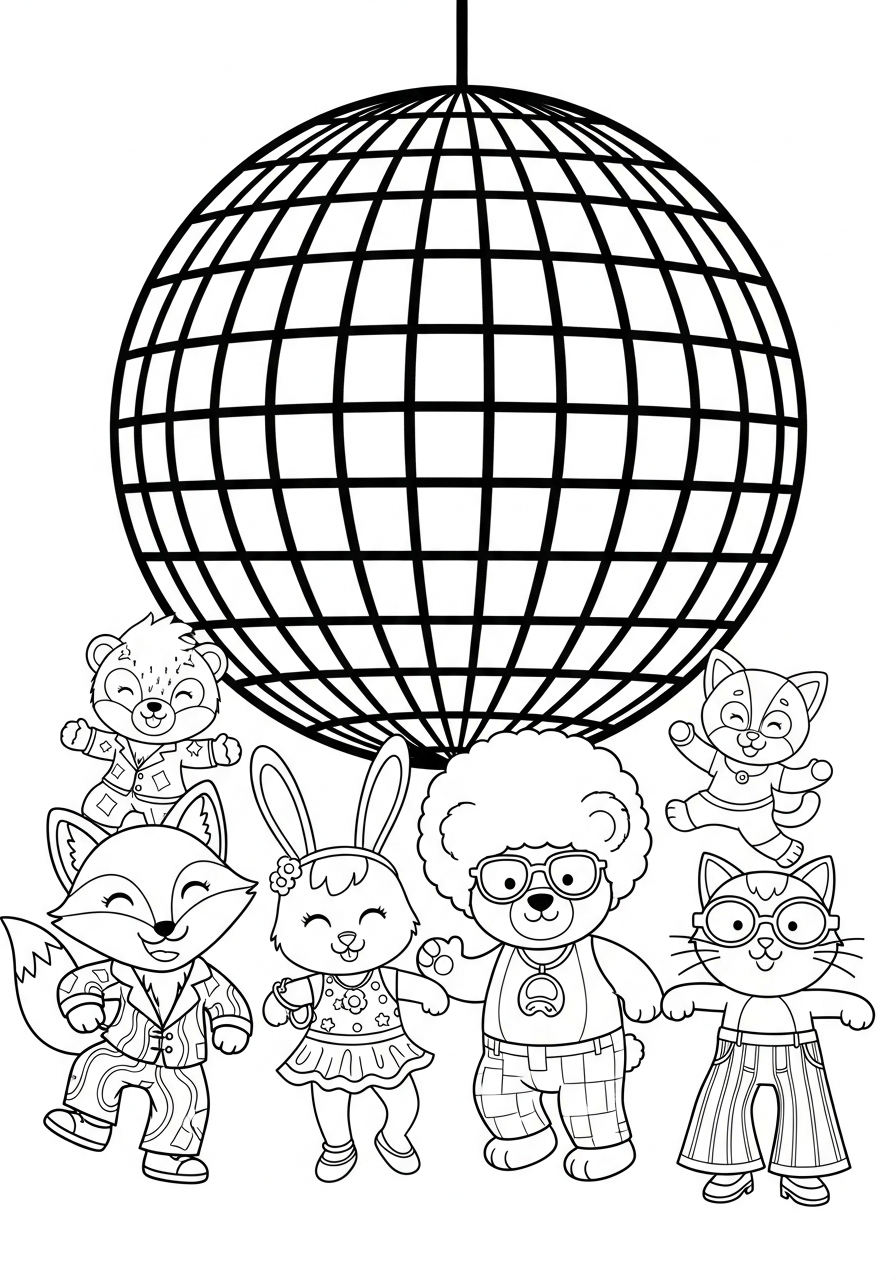 free coloring Disco Ball pages