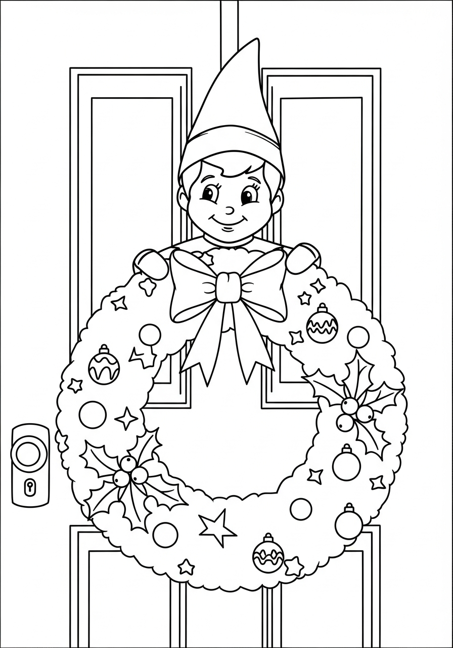 Elf on the Shelf themed coloring pages 1