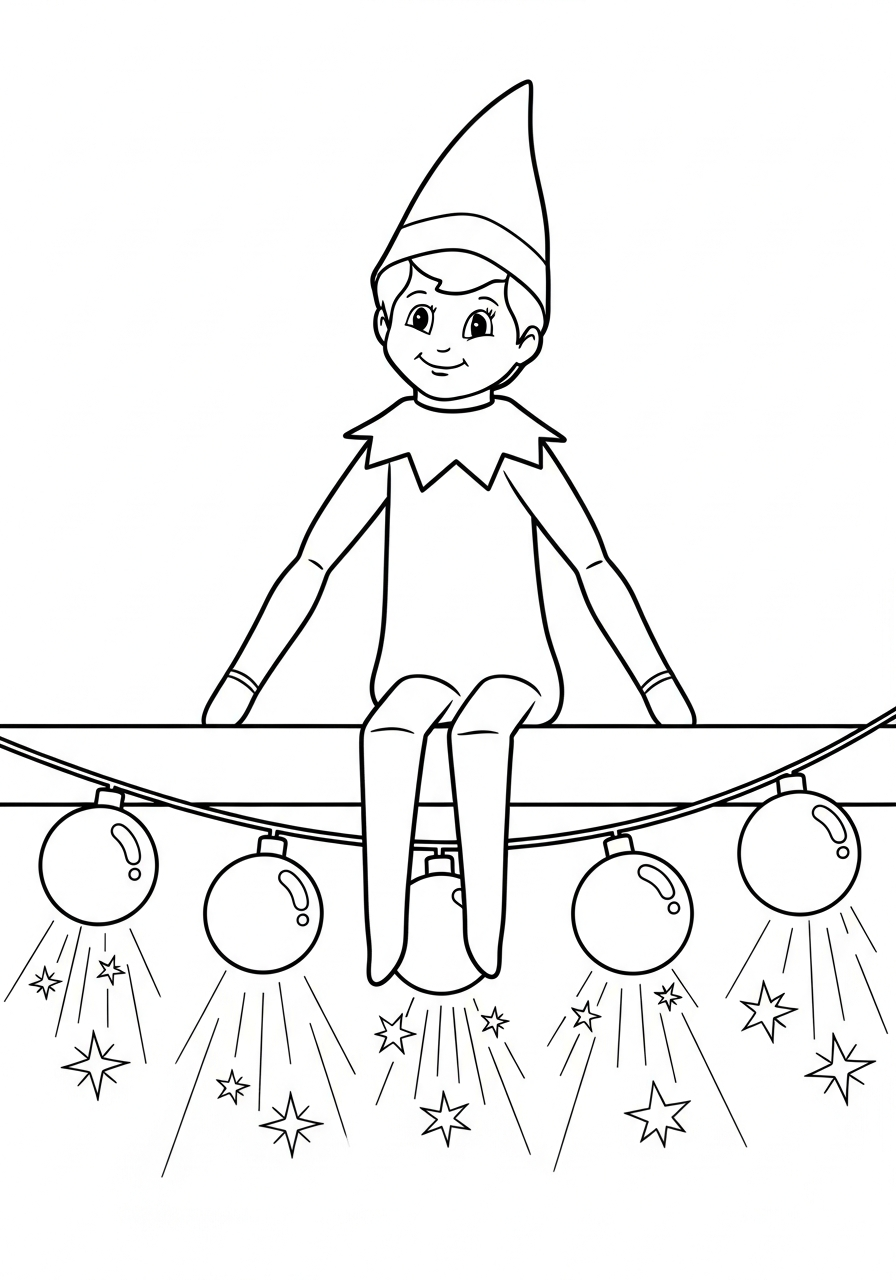 Elf on the Shelf coloring pages for adults easy