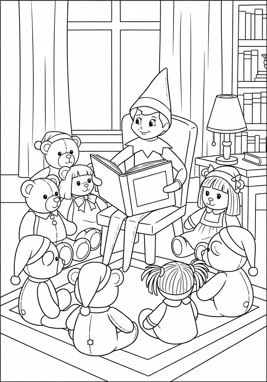 kawaii cute Elf on the Shelf coloring pages 1