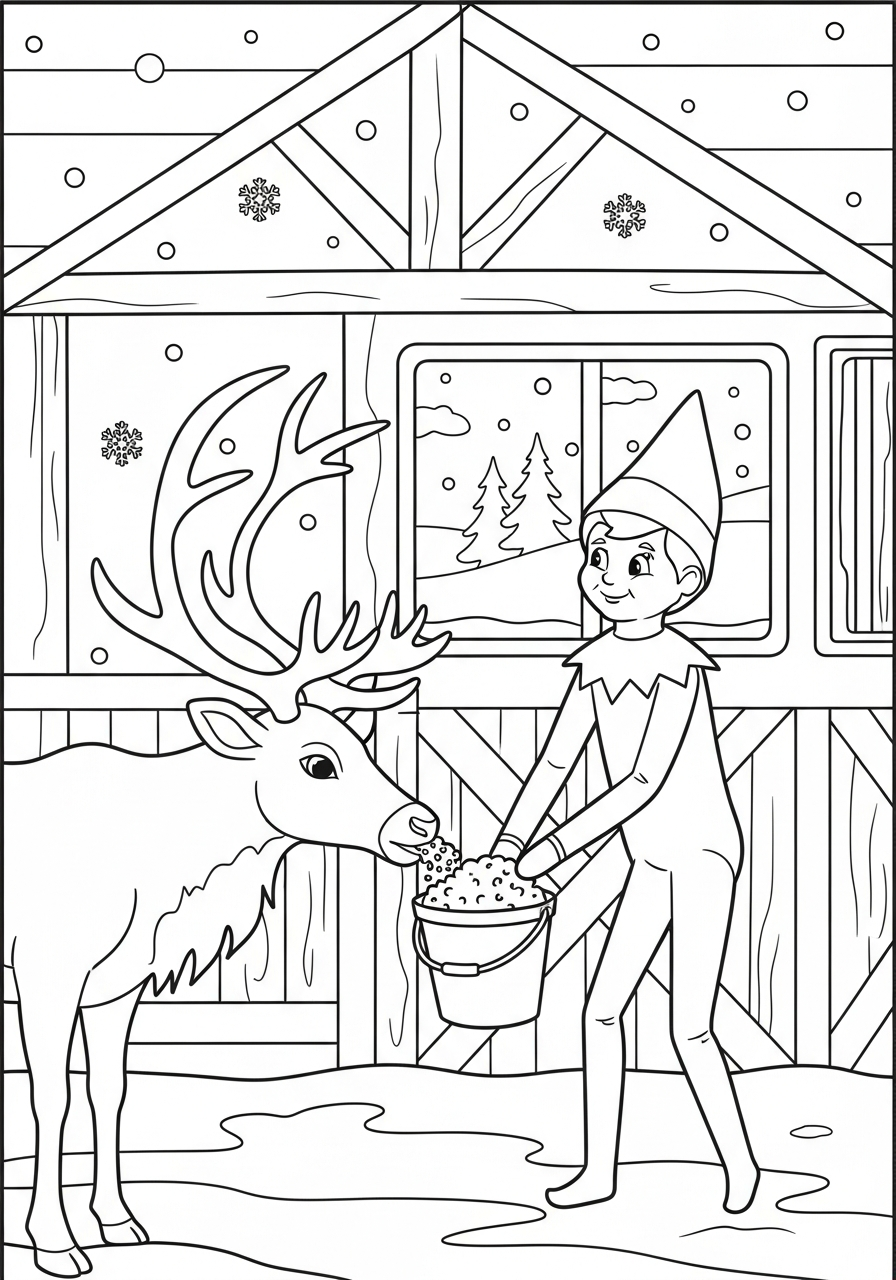 easy cute Elf on the Shelf coloring pages