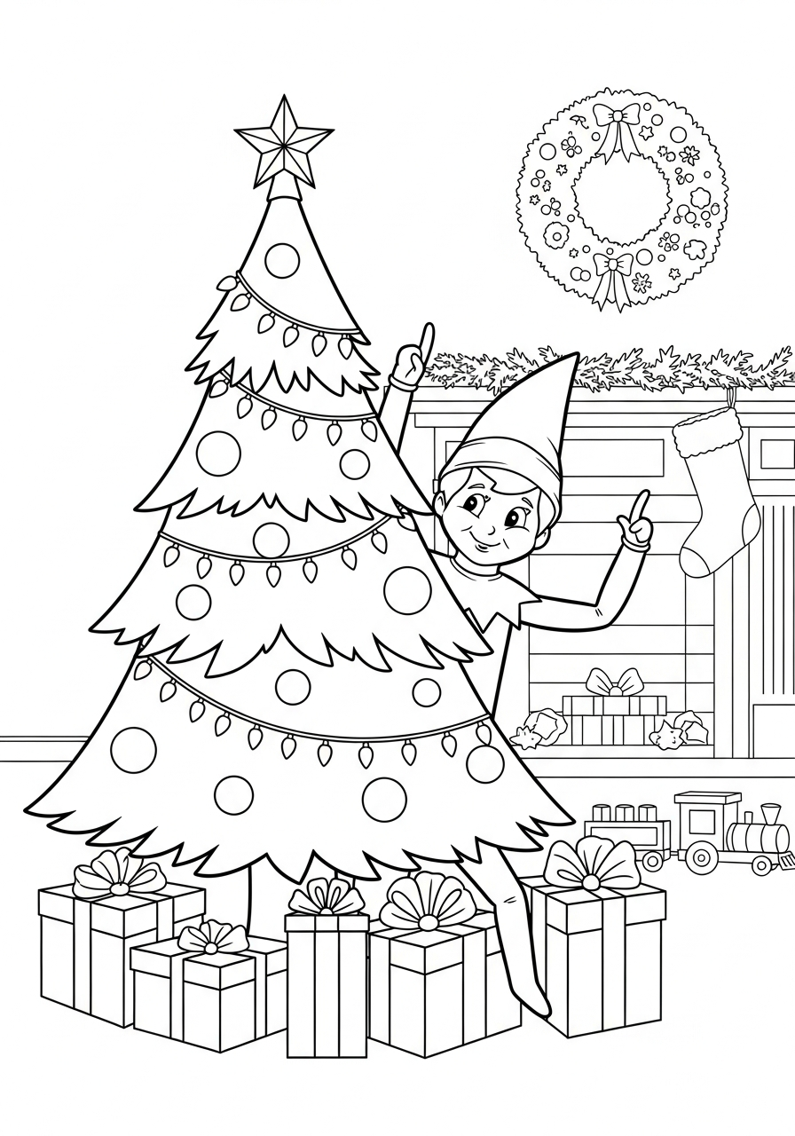 free printable Elf on the Shelf coloring pages for adults 1