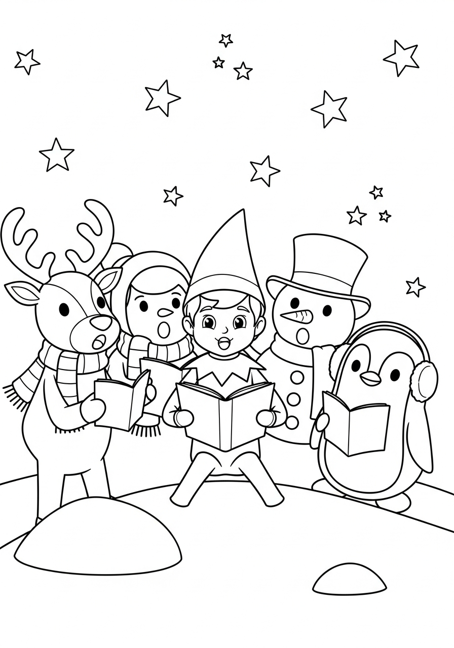 printable Elf on the Shelf coloring pages for adults