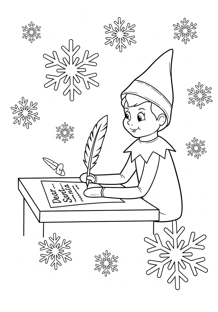 Elf on the Shelf themed coloring pages