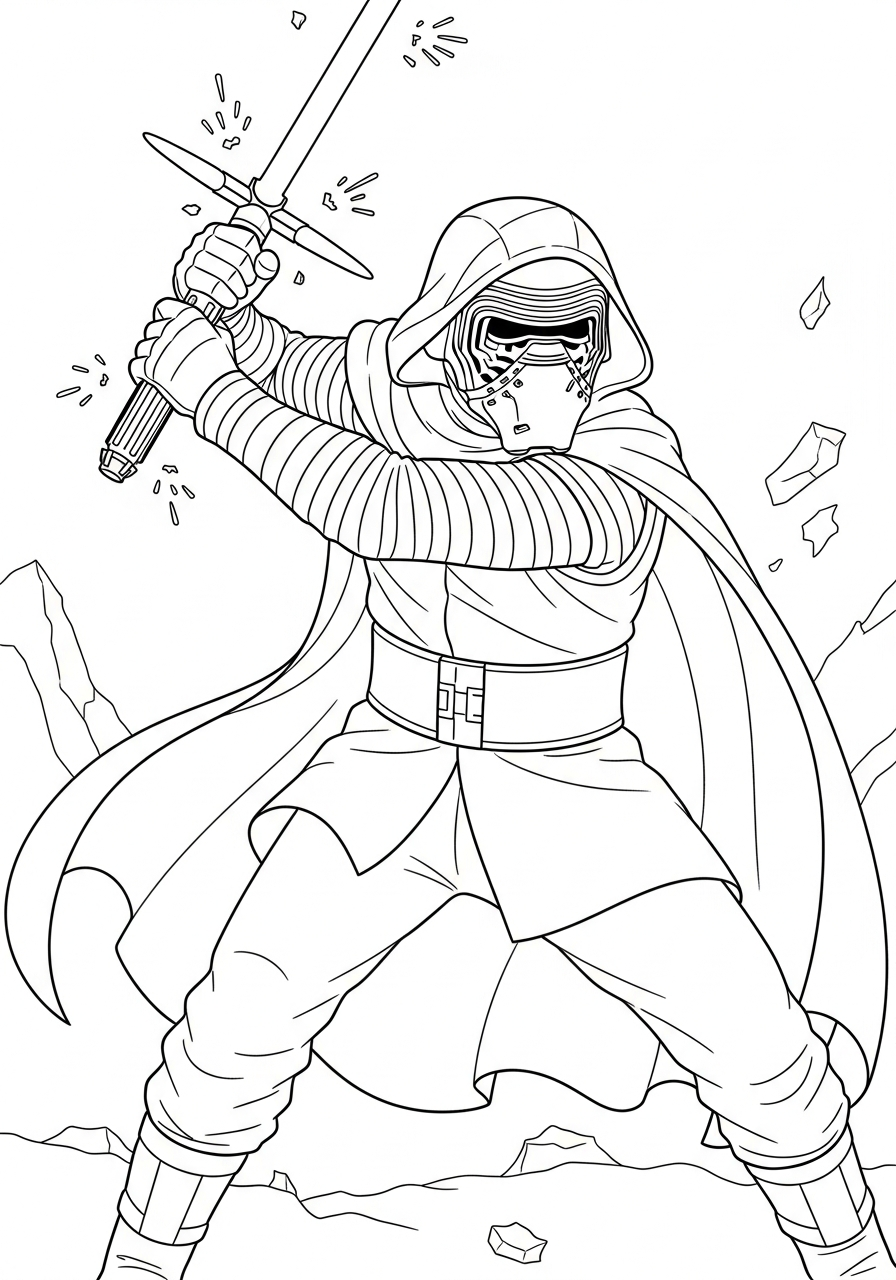 coloring pages for Kylo Ren