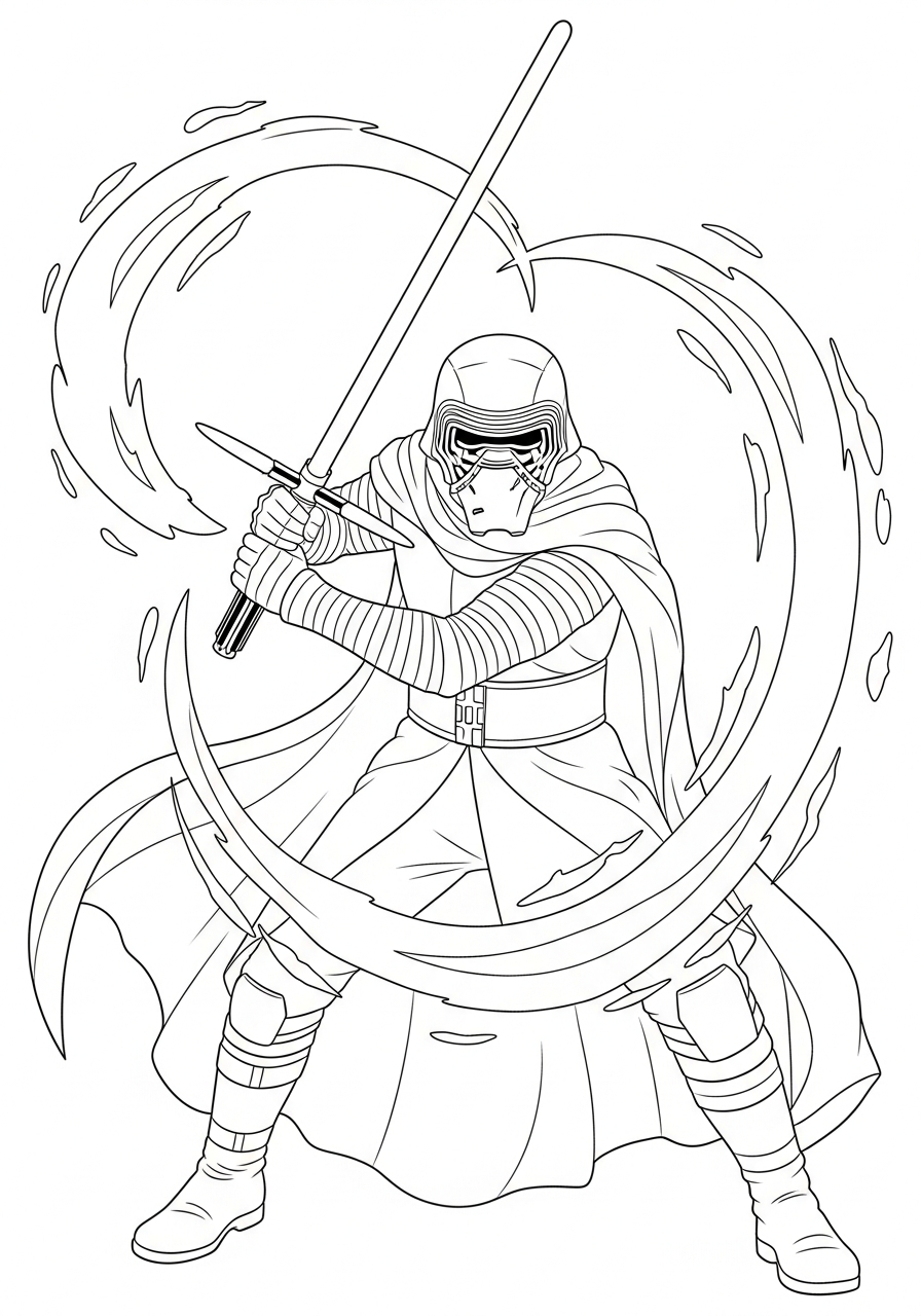 easy cute Kylo Ren coloring pages