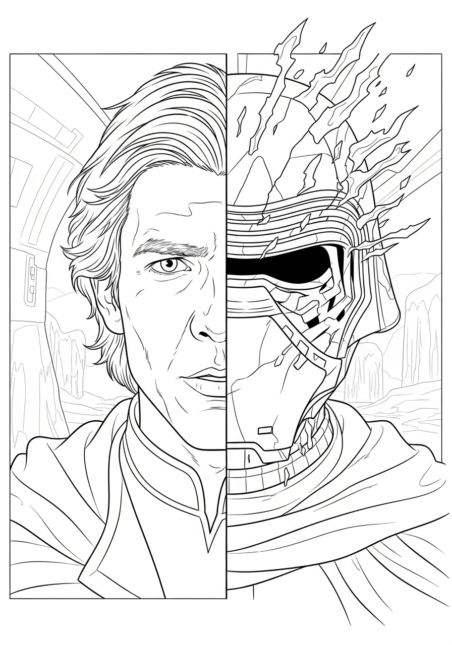 Kylo Ren cards coloring pages