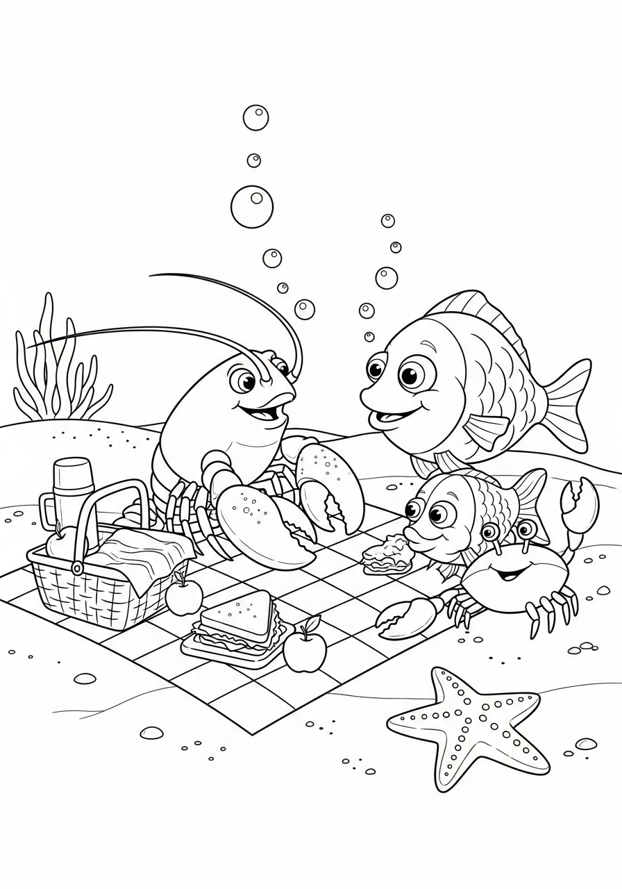 Lobster coloring pages for adults easy