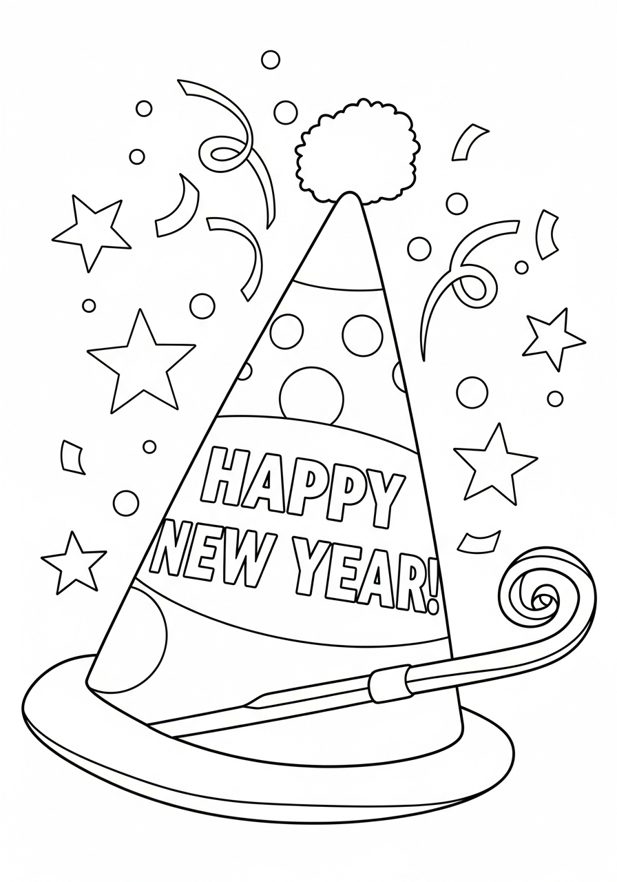 New Years Hat Coloring Pages 2 New Years Hat coloring book pages