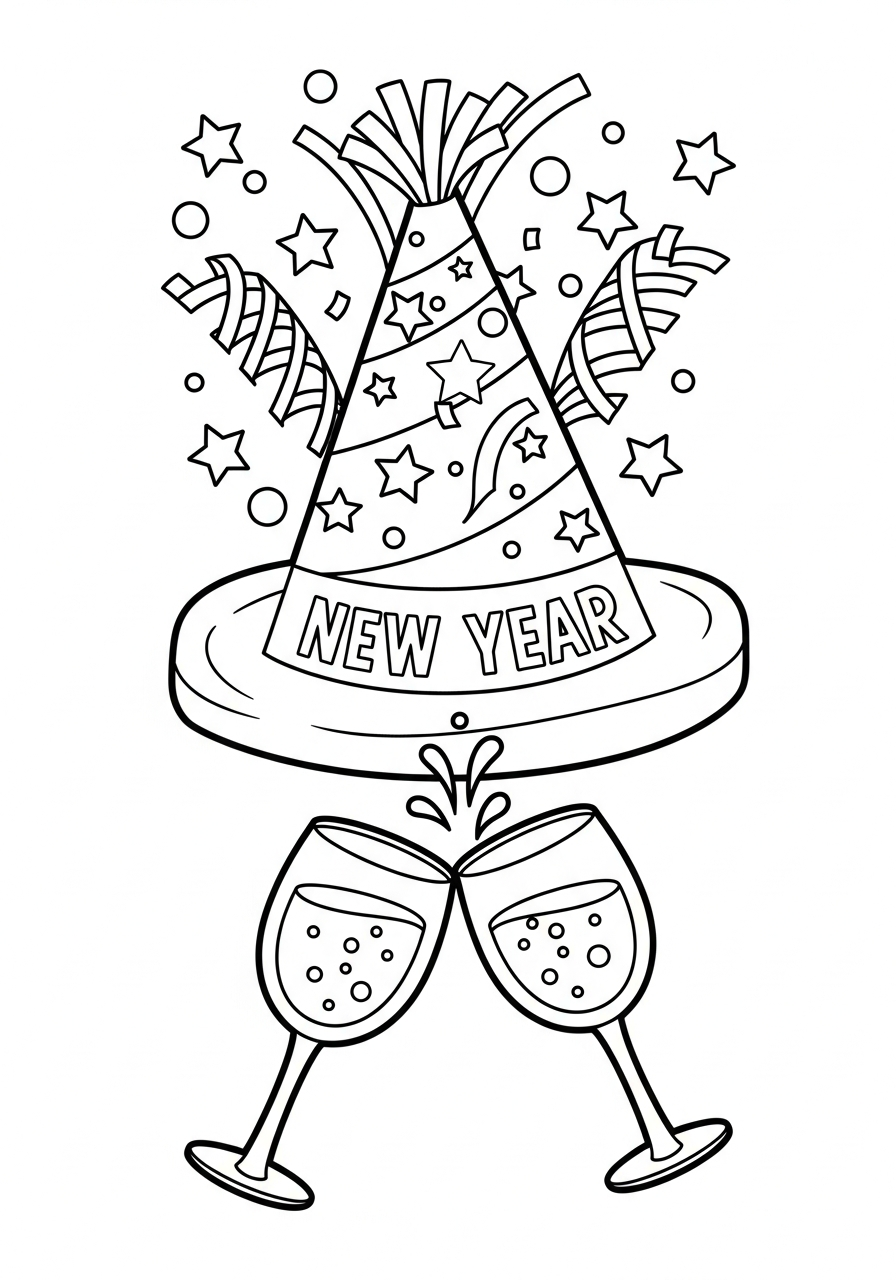 New Years Hat Coloring Pages 12 adult coloring pages New Years Hat