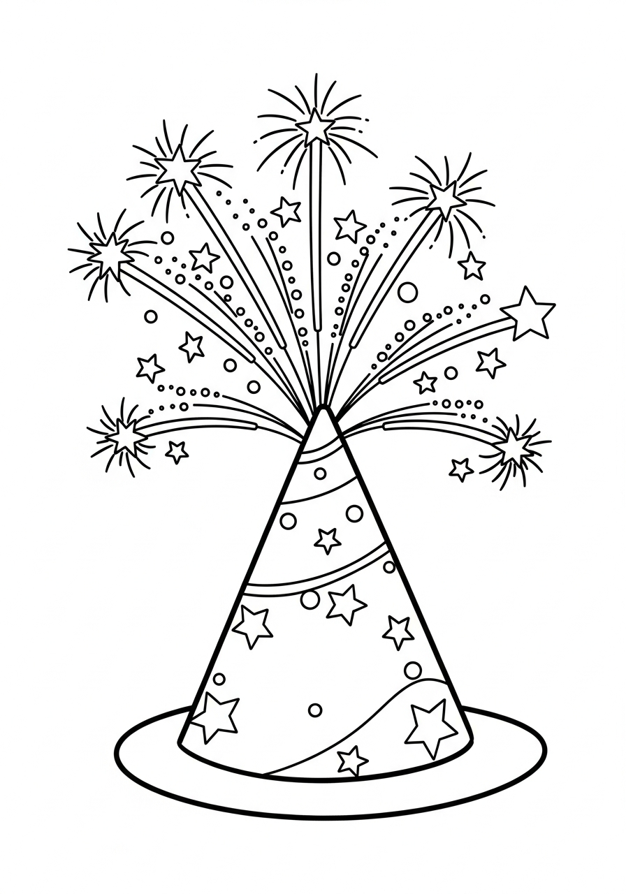 New Years Hat Coloring Pages 16 New Years Hat coloring pages for preschoolers