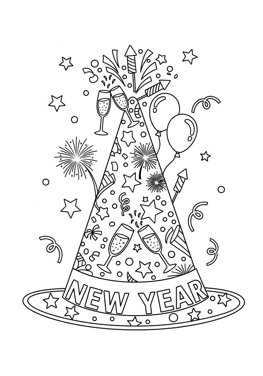 New Years Hat Coloring Pages 17 New Years Hat printable coloring pages