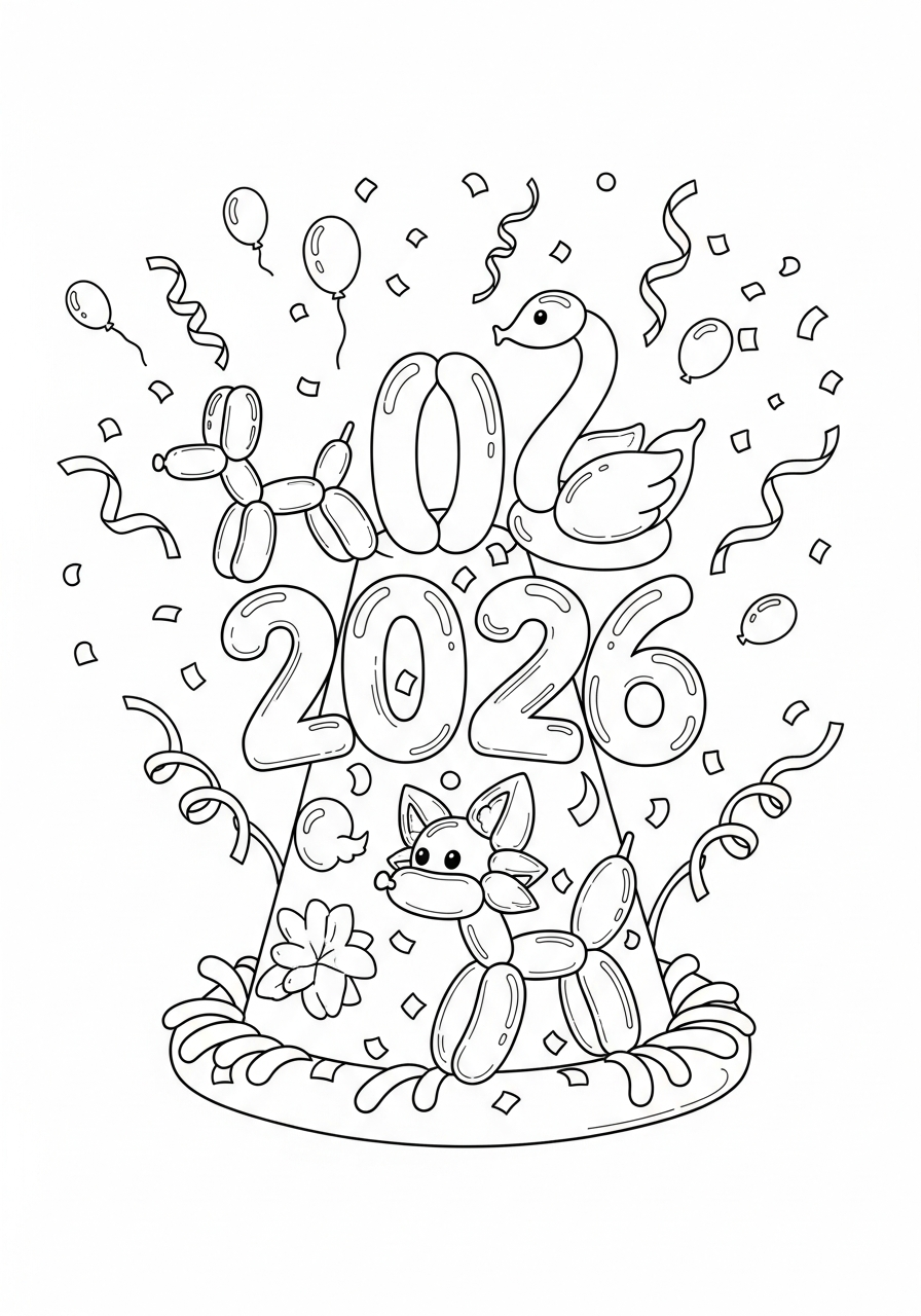 New Years Hat Coloring Pages 18 free adult New Years Hat coloring pages