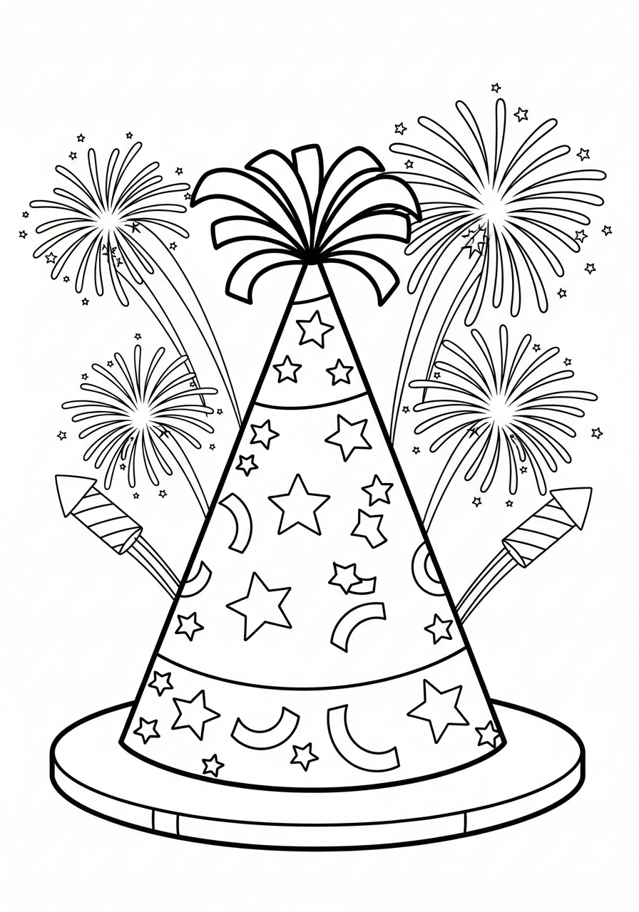 New Years Hat Coloring Pages 5 New Years Hat coloring book pages 1