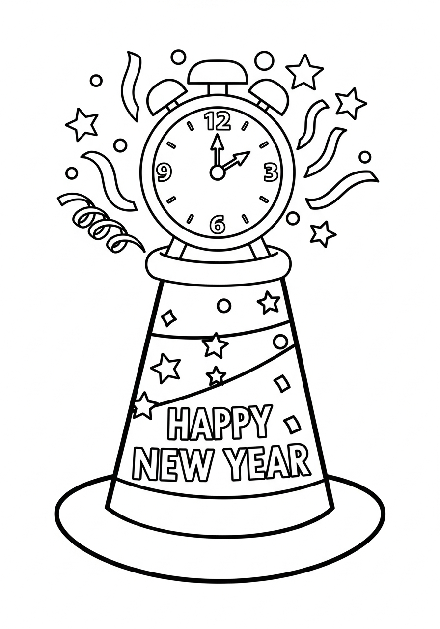 New Years Hat Coloring Pages 6 New Years Hat coloring pages to print