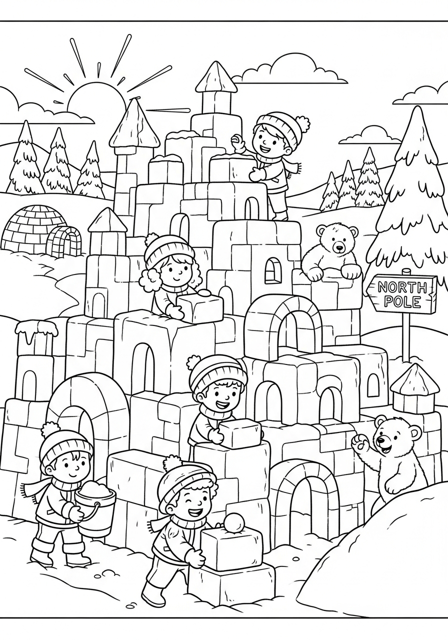 detailed North Pole coloring pages for adults 1