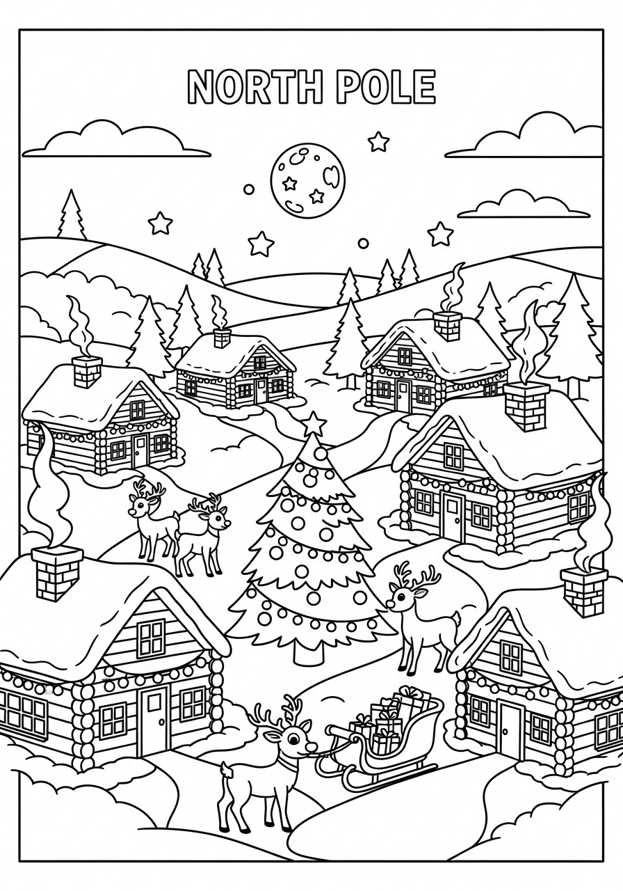easy cute North Pole coloring pages