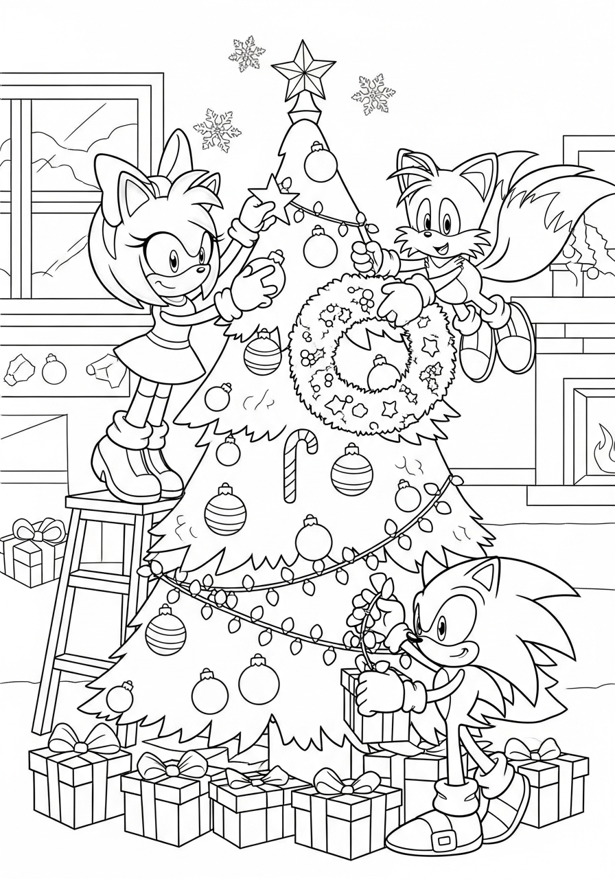 preschool Sonic Christmas coloring pages