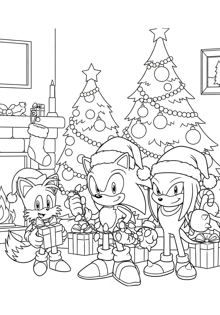 Sonic Christmas printable coloring pages
