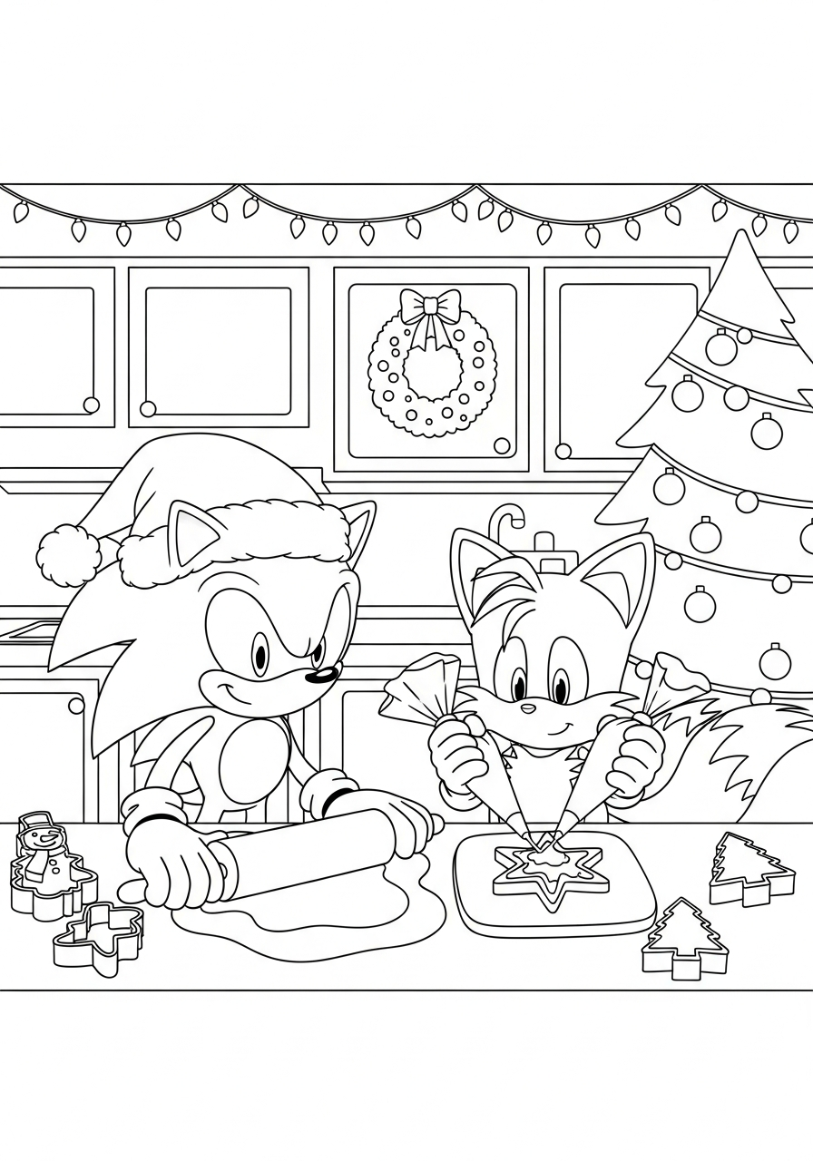 free Sonic Christmas tree coloring pages