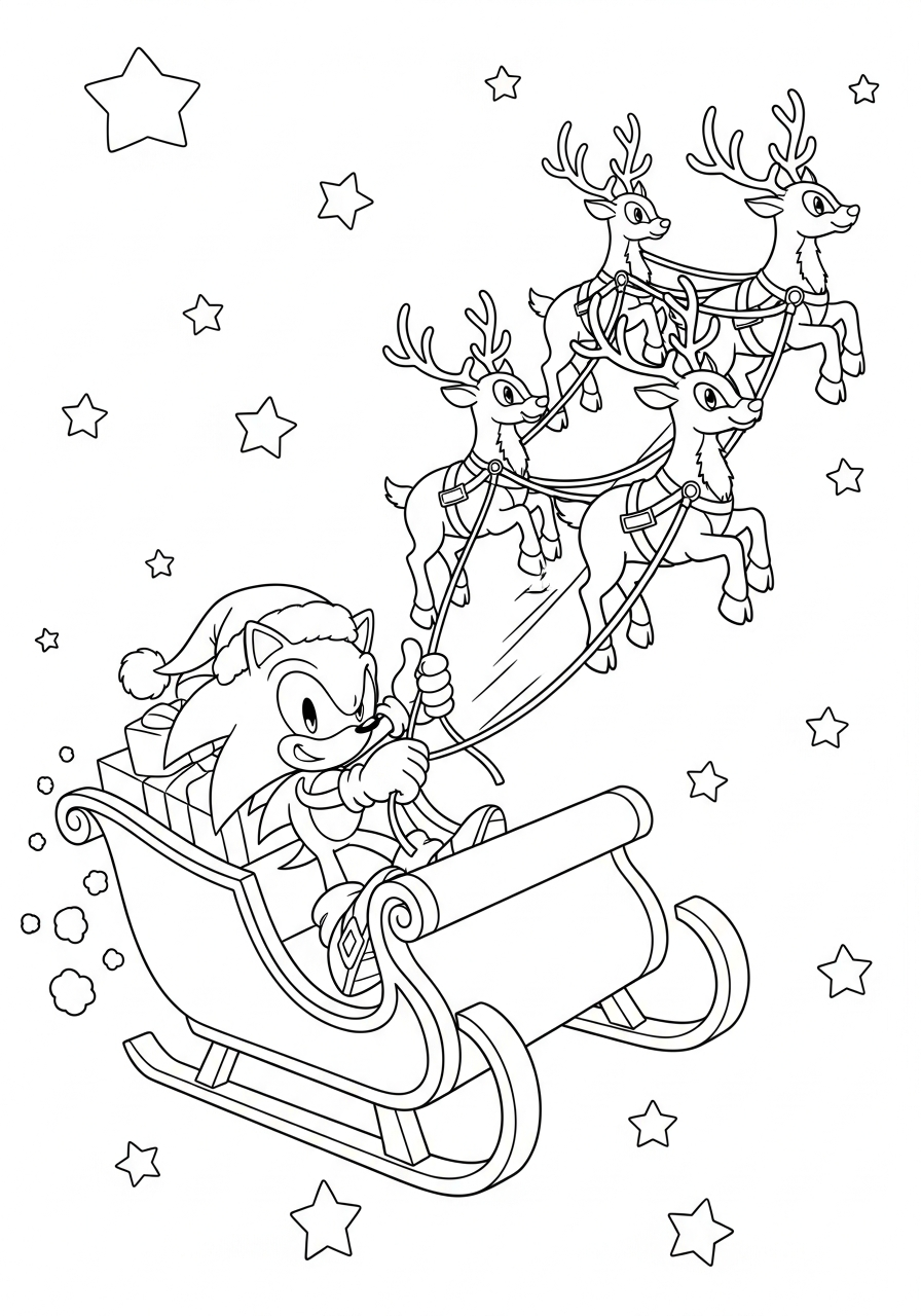 free coloring pages Sonic Christmas 1
