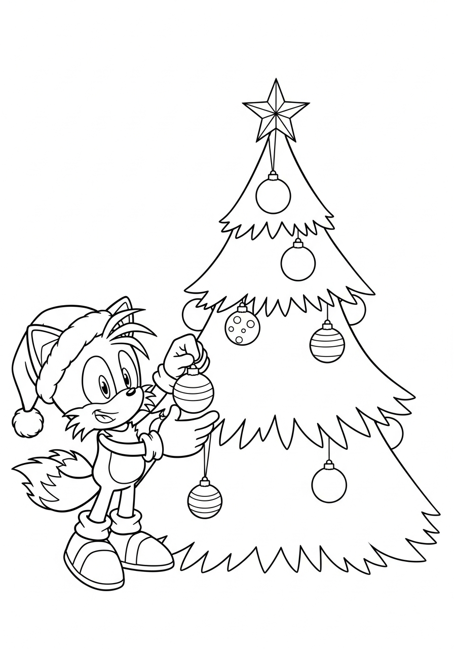 free printable Sonic Christmas coloring pages for adults